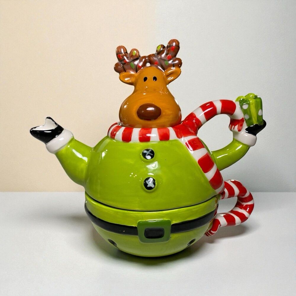 Cracker Barrel Merry Merry Ceramic Moose Reindeer Serve Ware Tea Set Christmas